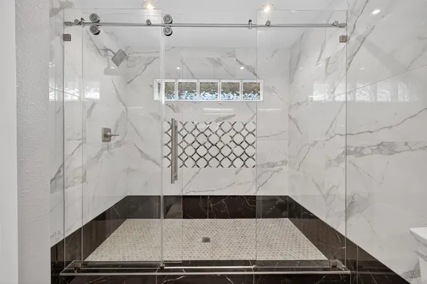 a bathroom with a shower