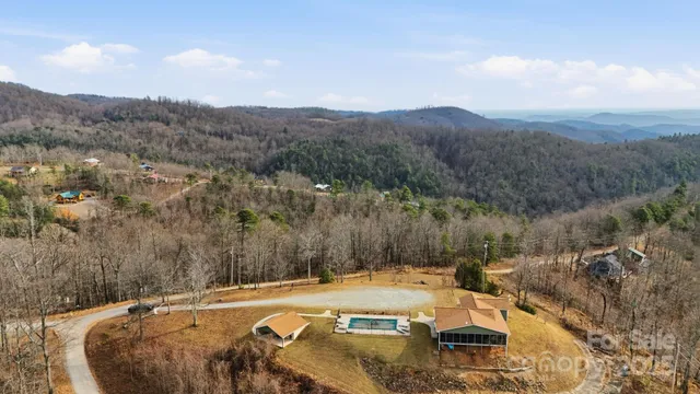 a view of a backyard with trees