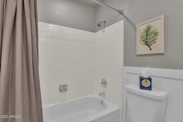 a bathroom with a bathtub