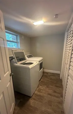 a room with a washer and dryer