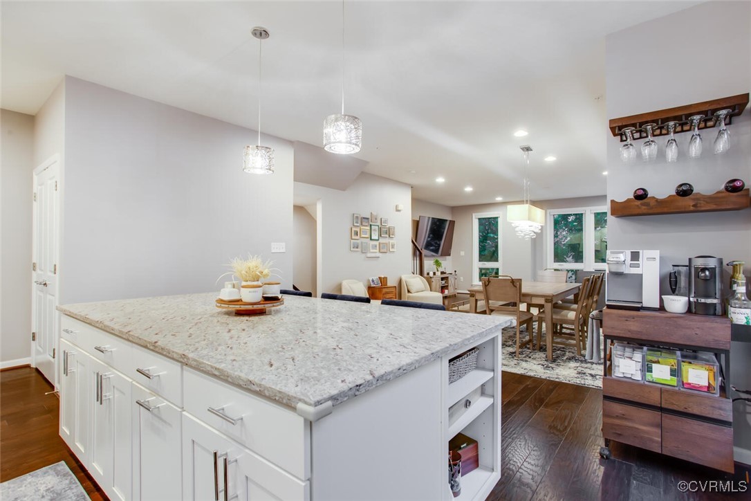 447 Nottoway Walk Alexandria, VA 22304 - Photo 14 of 49 Kitchen with open shelves, a center island, dark w