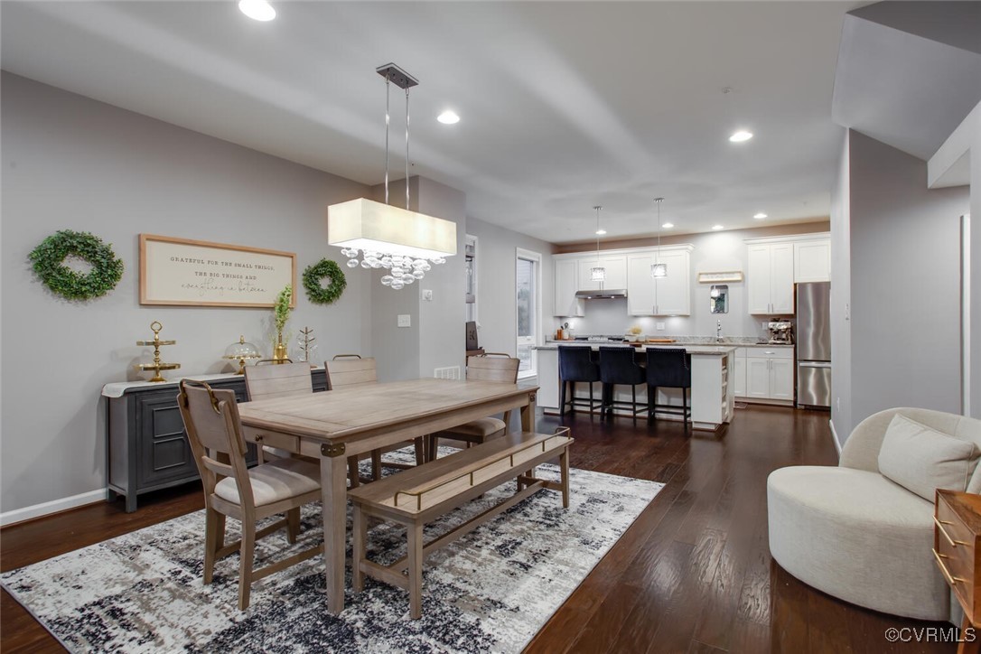 447 Nottoway Walk Alexandria, VA 22304 - Photo 40 of 49 Dining room with recessed lighting and dark wood-t