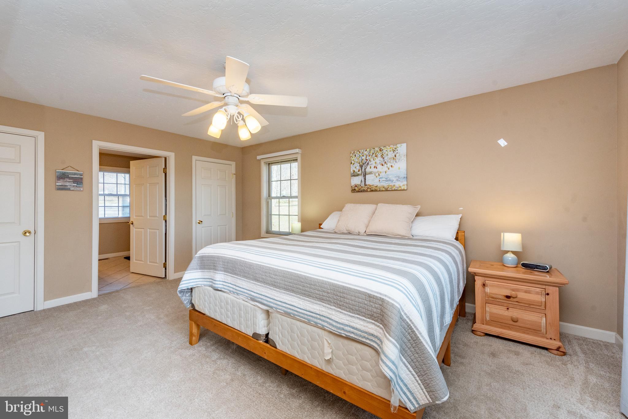 2828 Glendale Road Swanton, MD 21561 - Photo 31 of 78 a spacious bedroom with a bed and a chandelier