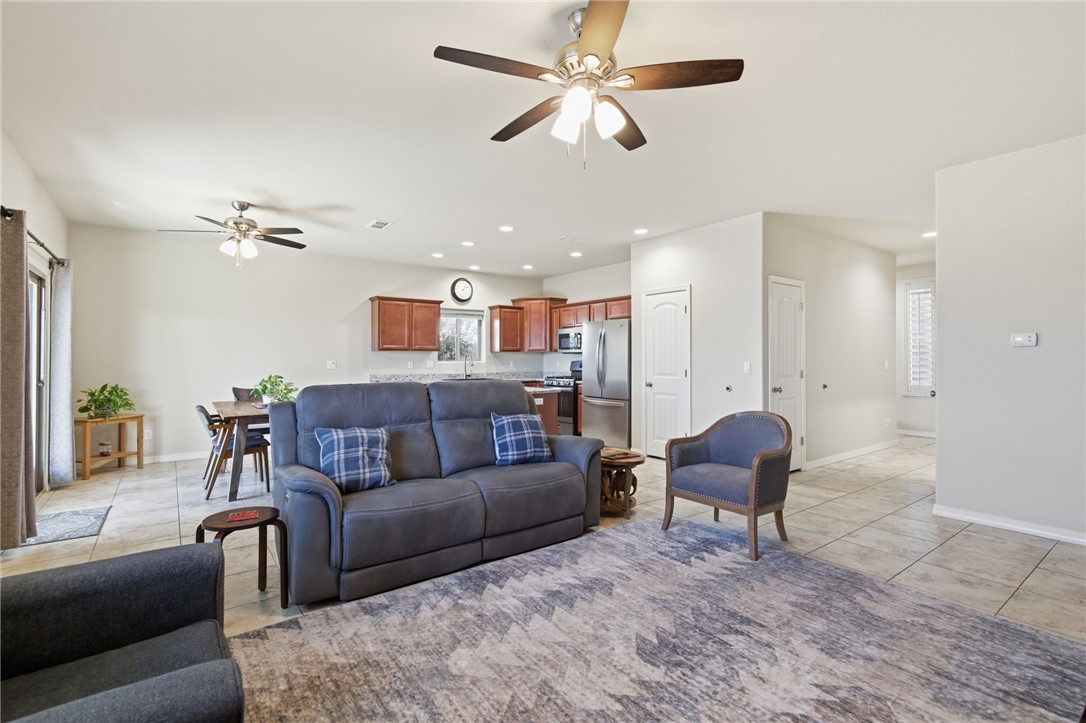 4745 East Old W Road Kingman, AZ 86401 - Photo 8 of 37 Living area with light tile patterned floors, a ceiling fan, and recessed lighting
