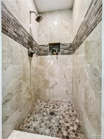 a bathroom with a shower