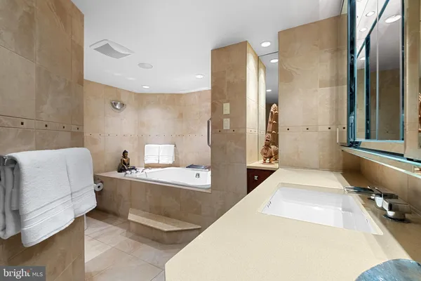 a bathroom with a bathtub