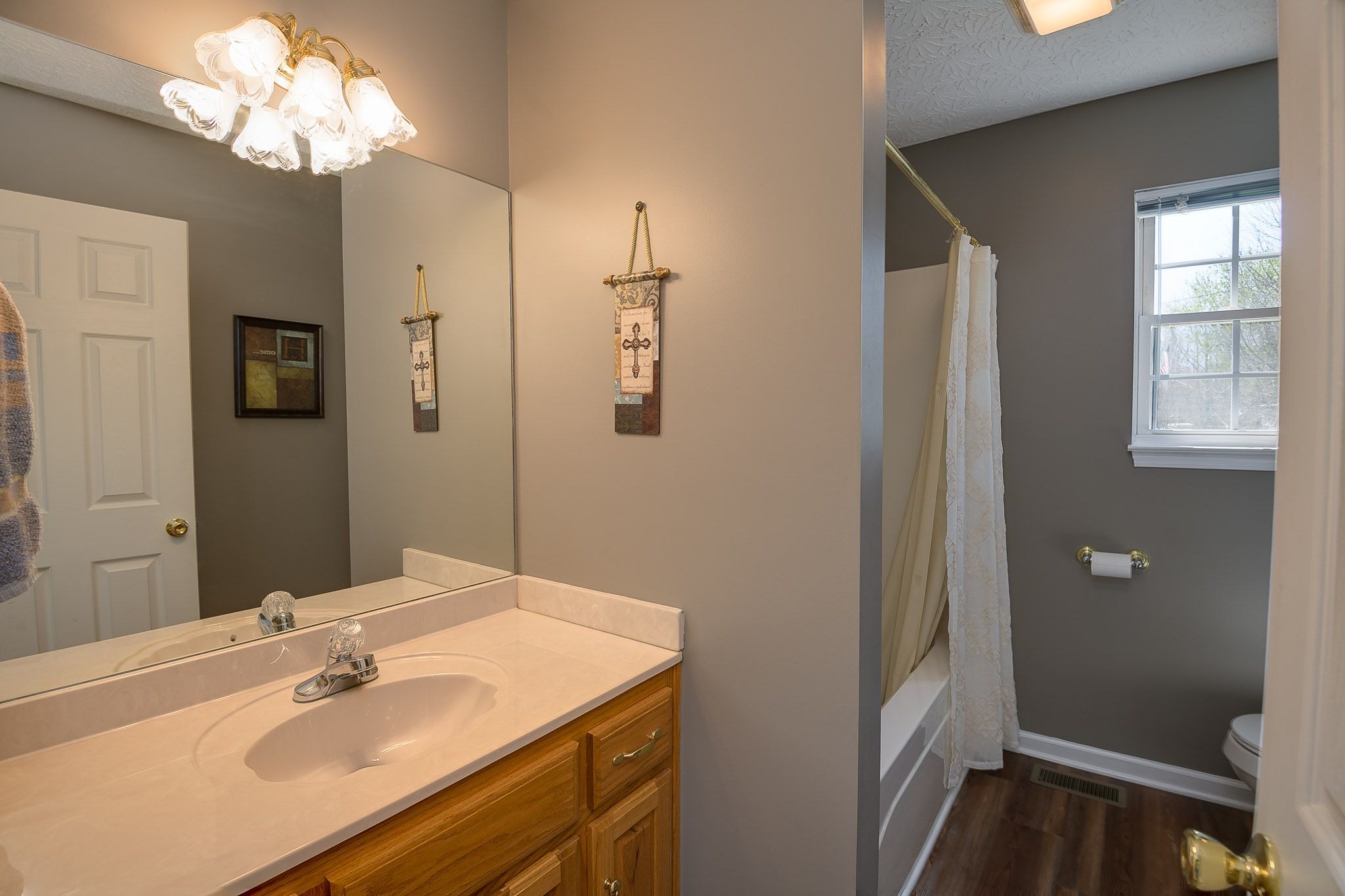 4165 Mt Zion Road Springfield, TN 37172 - Photo 39 of 42 a bathroom with a sink vanity granite and a mirror