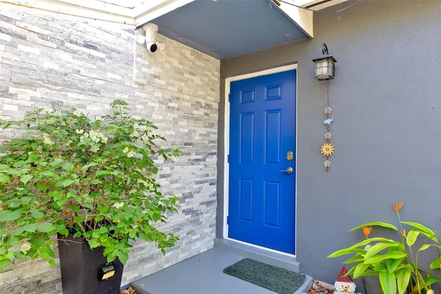 a view of a wooden door