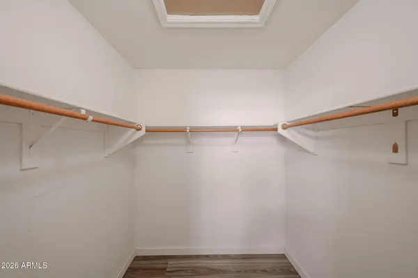 a view of a room with racks on the wall