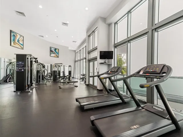a view of a room with gym equipment