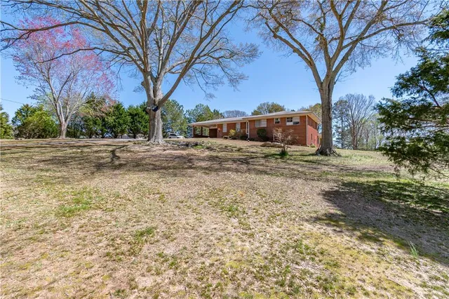 a view of a yard with a tree