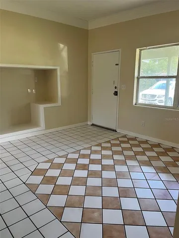 a view of a black and white checkered floor