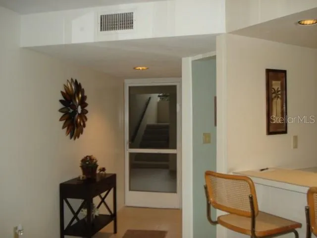 a room with a table and a chair