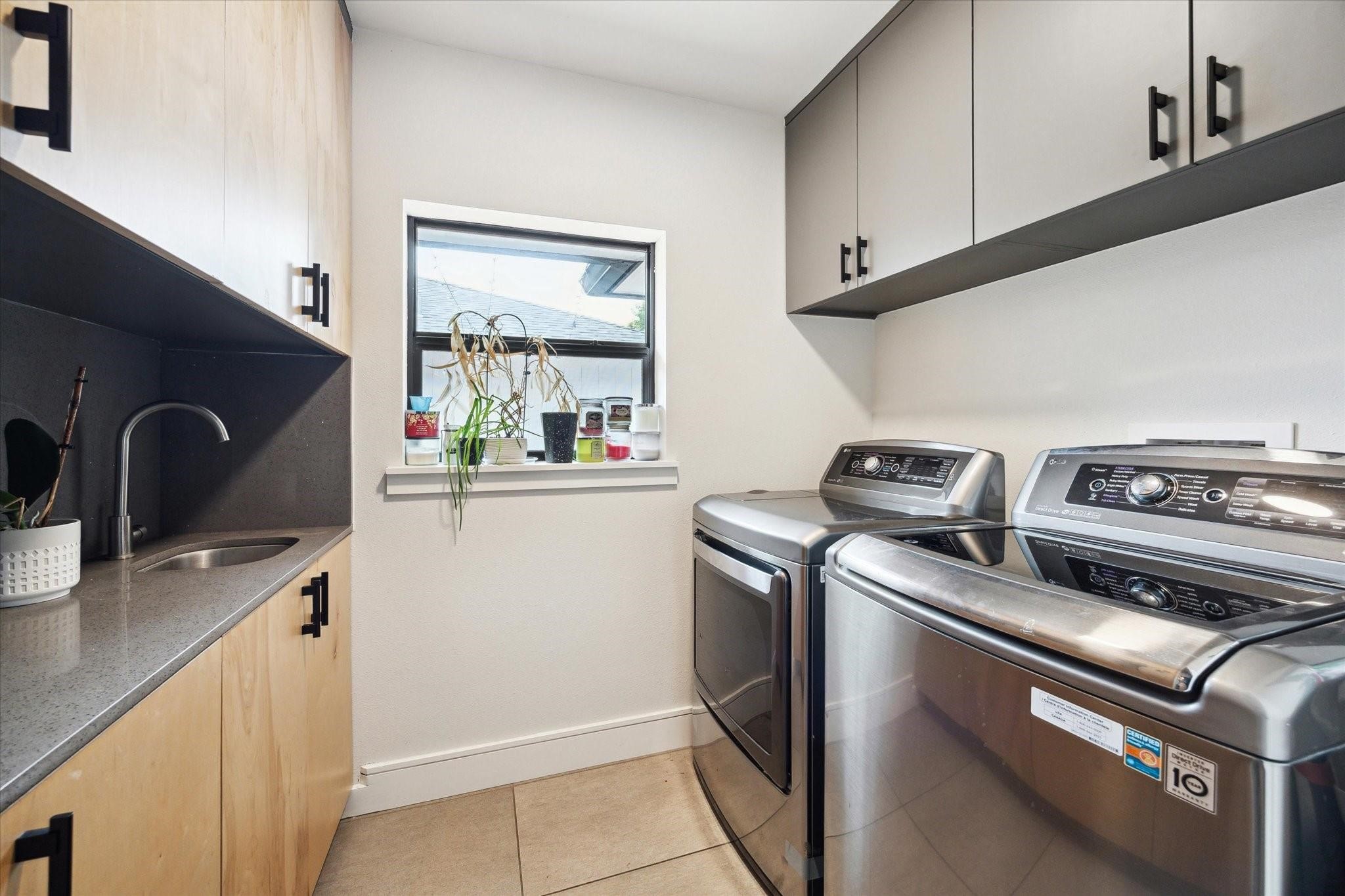 1902 Chimney Rock Road Houston, TX 77057 - Photo 28 of 32 One of the nicest laundry rooms you'll find! Plenty of cabinetry for storage and a nice work surface with stainless sink.