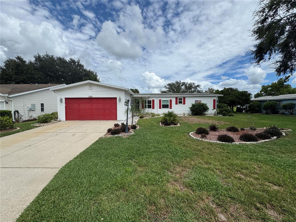 a view of a backyard with plants and a garden