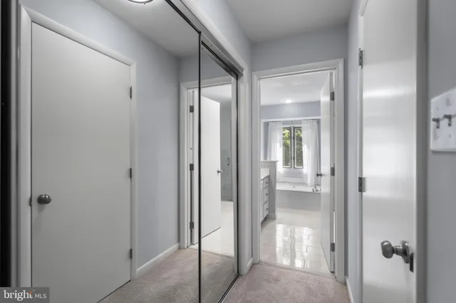 a view of an empty walk in closet