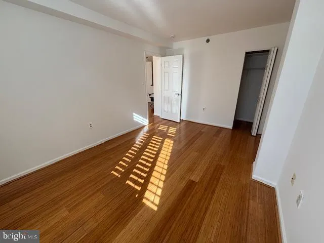 a view of an empty walk in closet