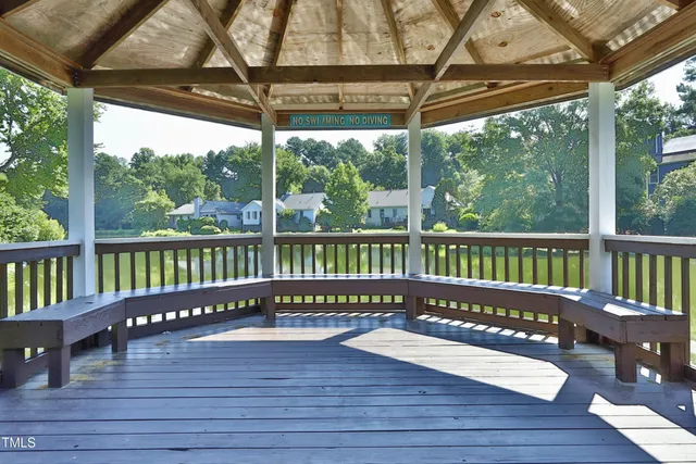 a view of wooden deck