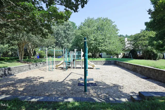 a view of a park with slide