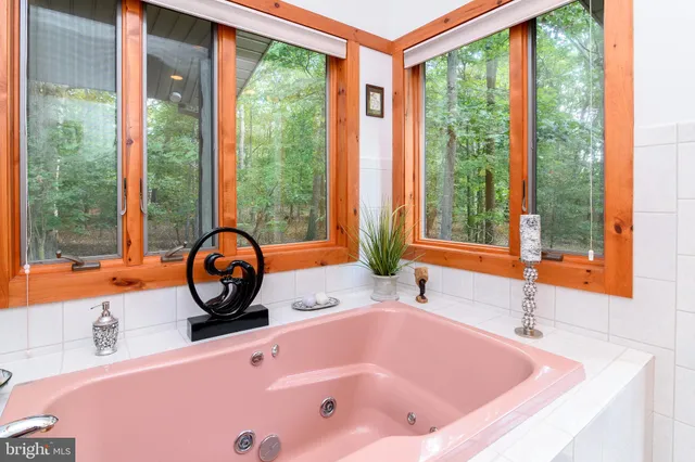 a bathroom with a tub and sink