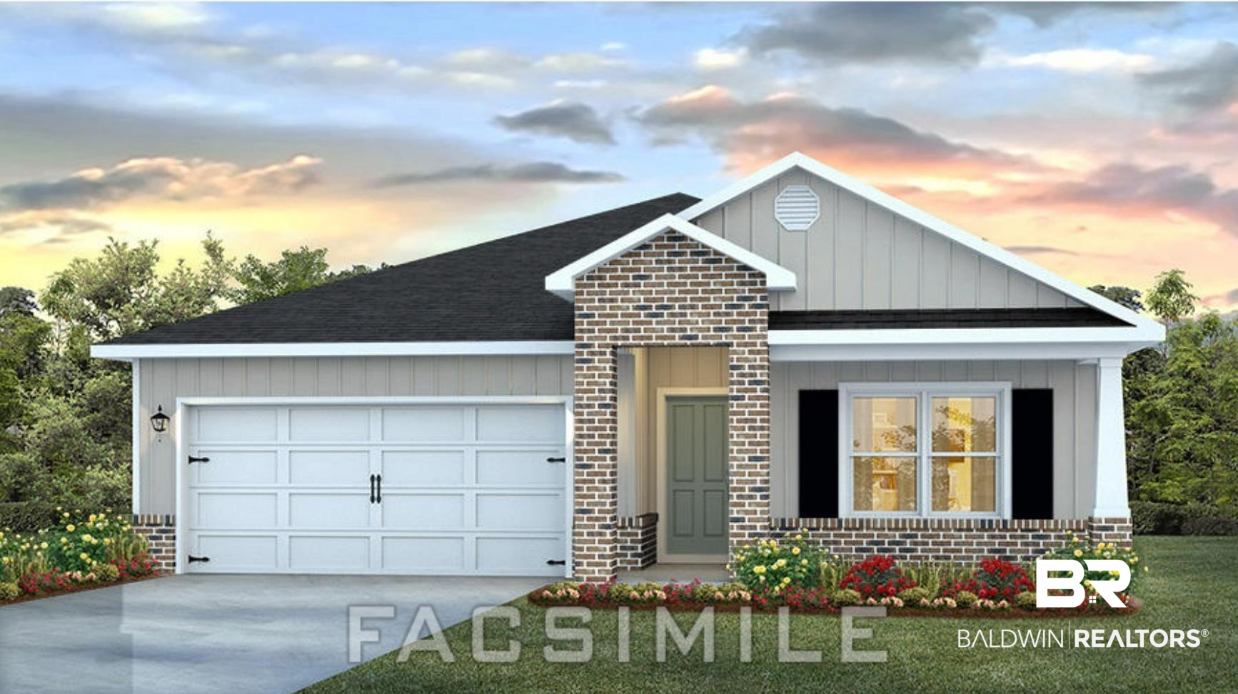 24746 Ponder Loop Loxley, AL 36551 - Photo 1 of 15 View of front of property with a garage and a lawn