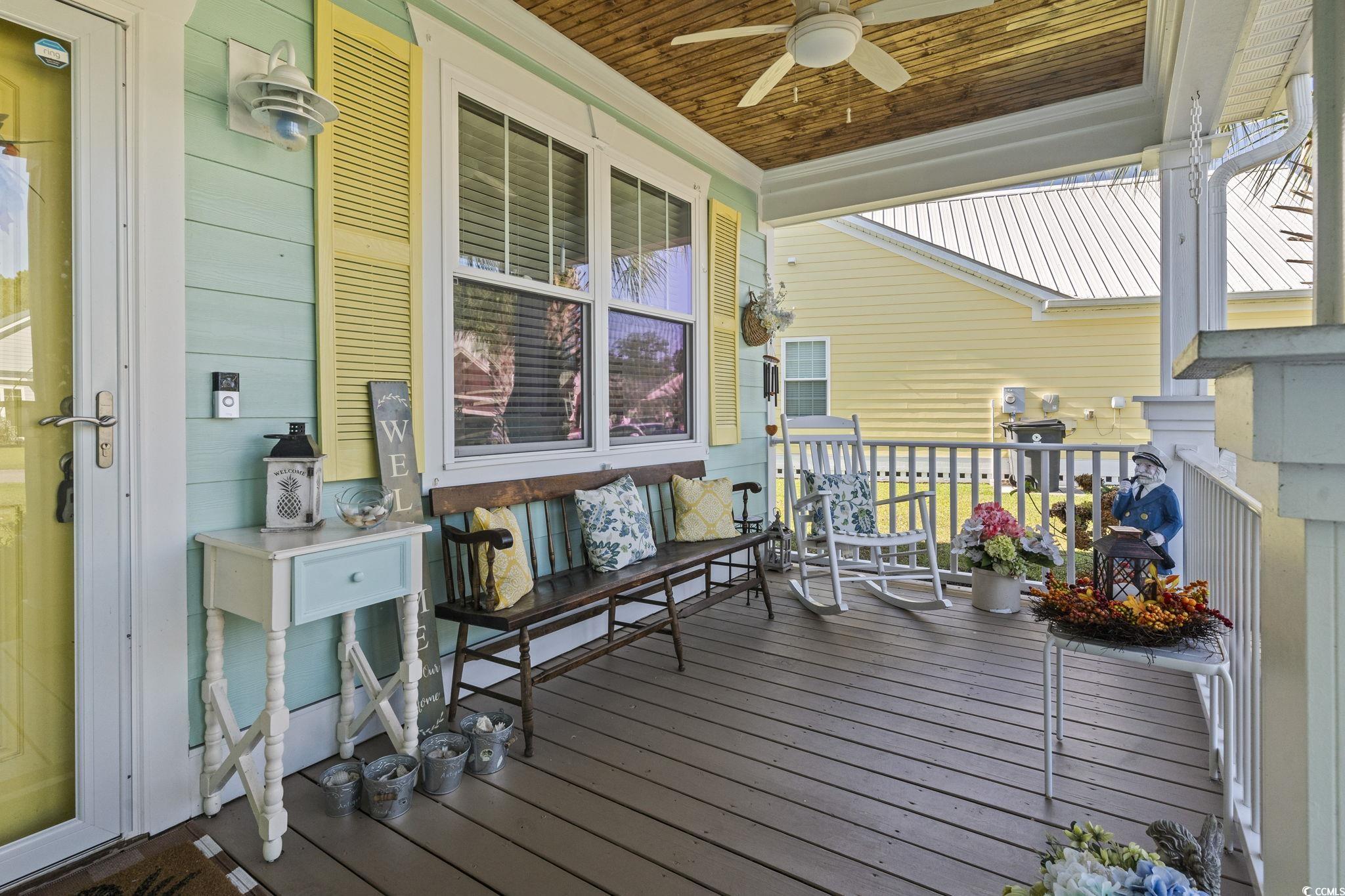 235 Waties Drive Murrells Inlet, SC 29576 - Photo 7 of 39 Deck featuring covered porch and ceiling fan