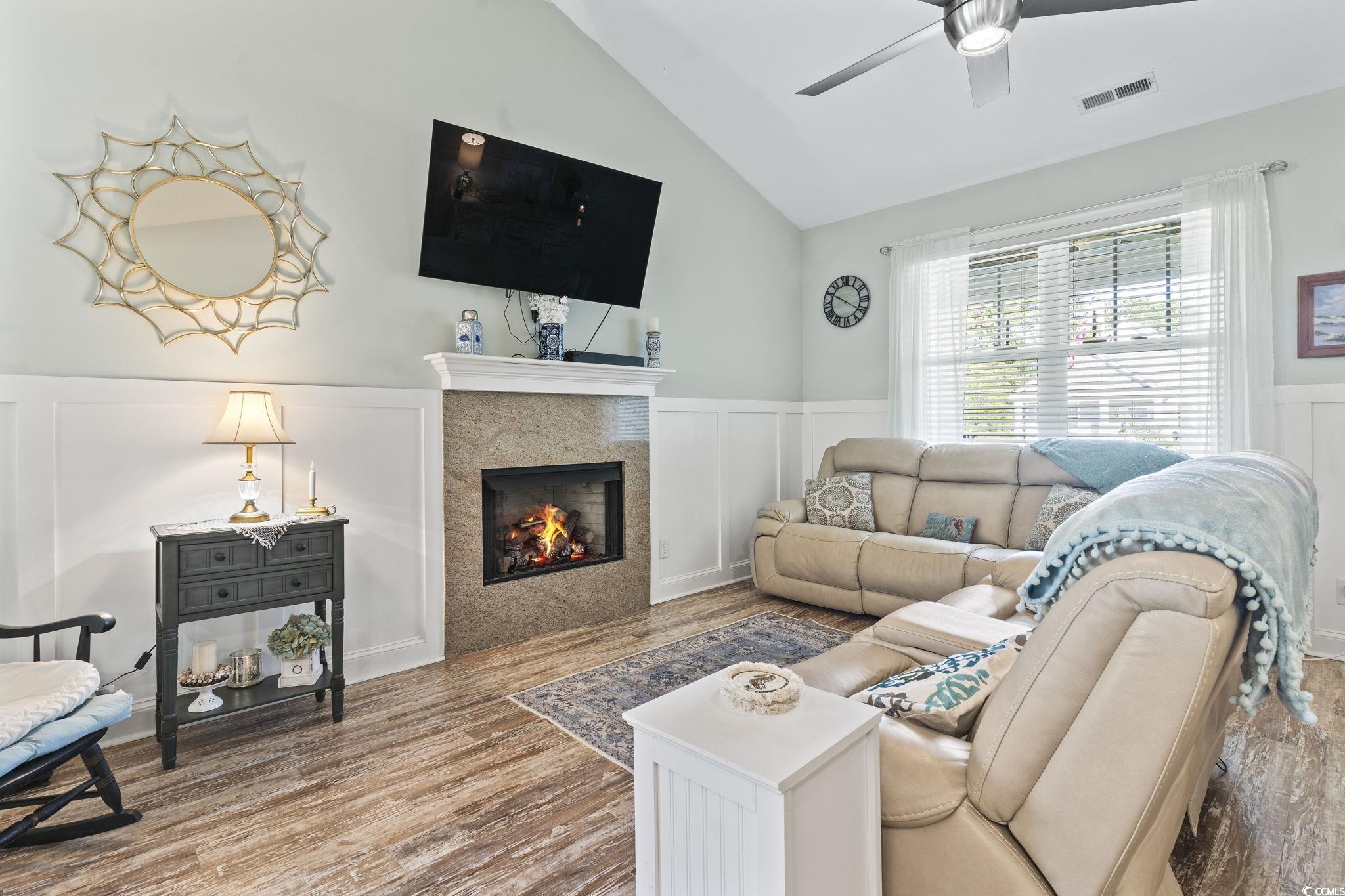 235 Waties Drive Murrells Inlet, SC 29576 - Photo 9 of 39 Living room featuring wood-type flooring, lofted c