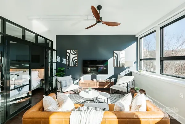 a living room with furniture