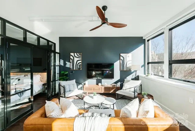 a living room with furniture