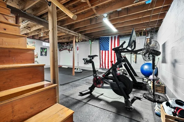 a view of a room with gym equipment