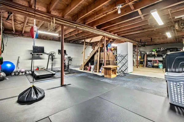 a view of a room with gym equipment