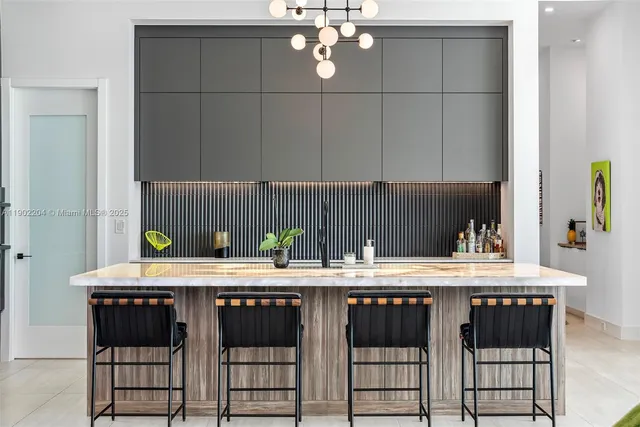 a dining room with furniture