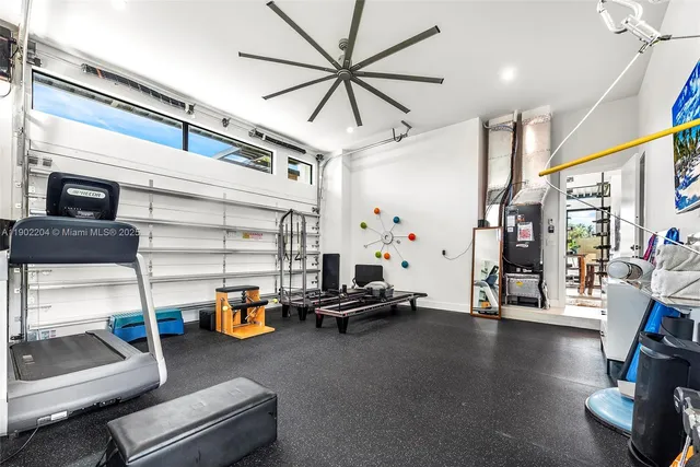a view of a room with gym equipment