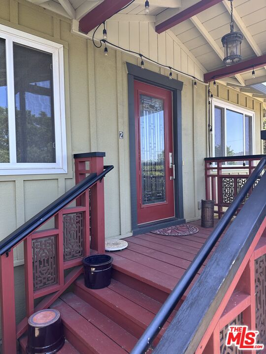 a view of front door with couch