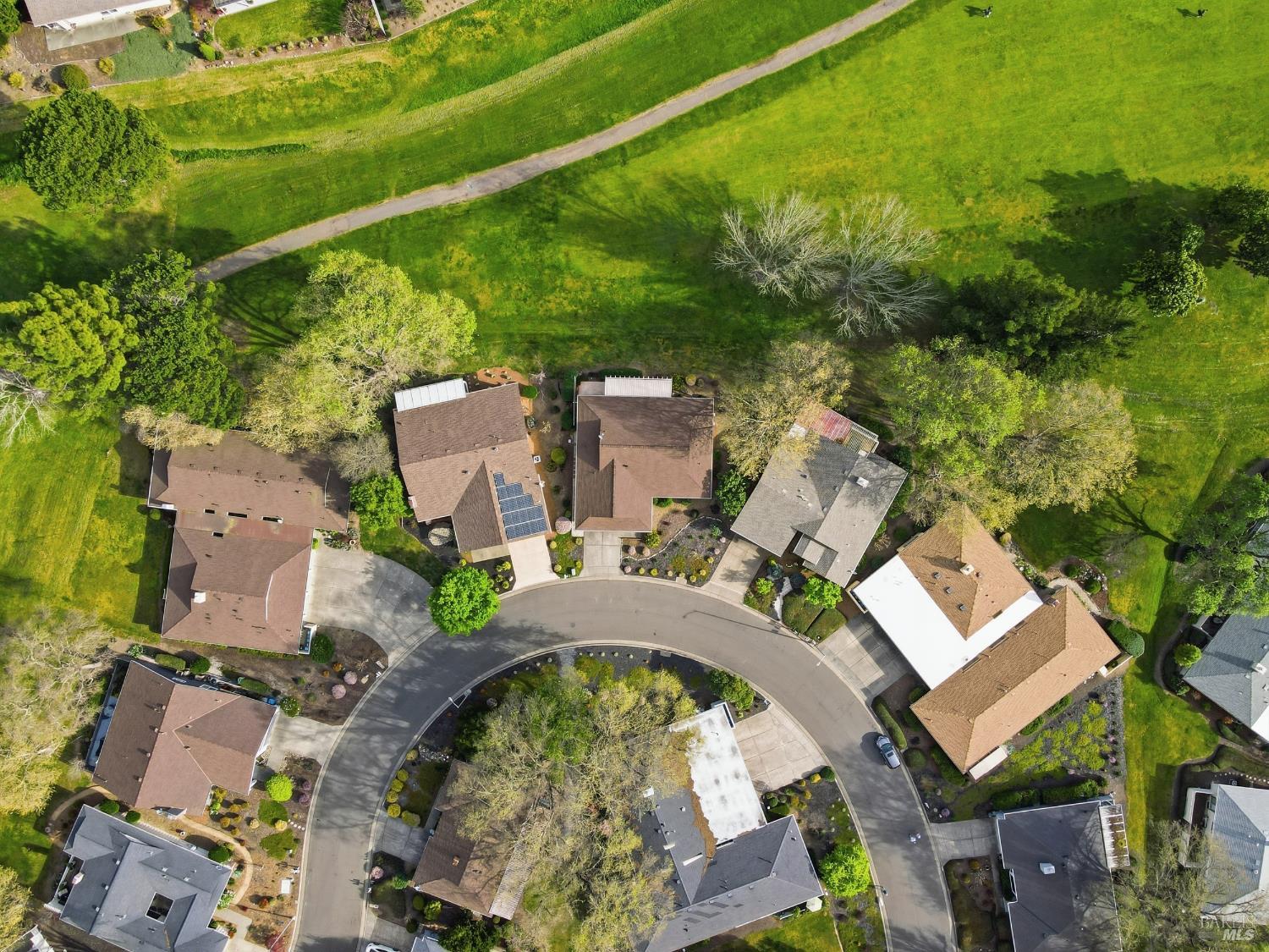 347 Twin Lakes Drive Santa Rosa, CA 95409 - Photo 44 of 47 an aerial view of a house with a garden and swimming pool