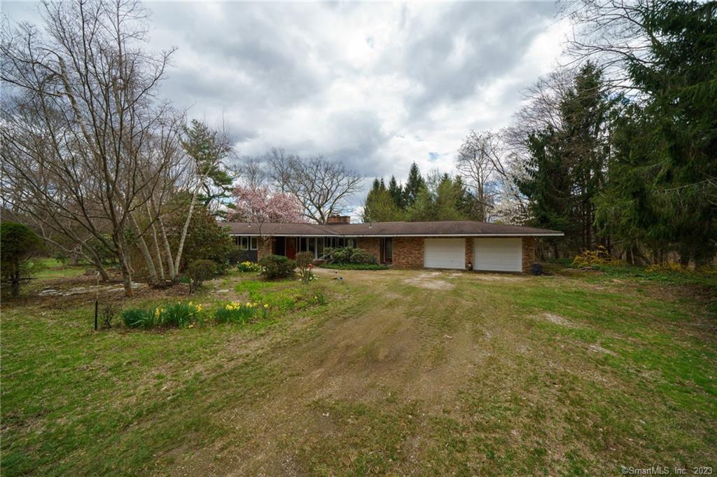 Front of home with gardens