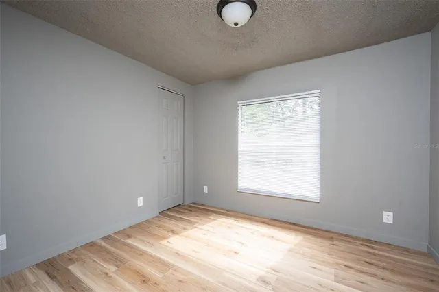 a view of a room with a window