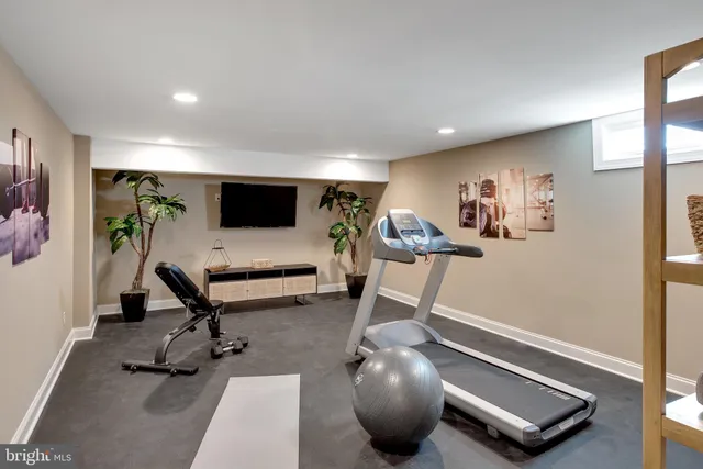 a view of a room with gym equipment