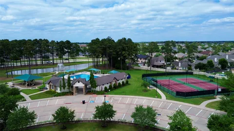 an aerial view of a house