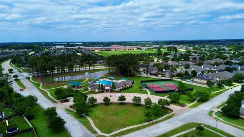 an aerial view of a house