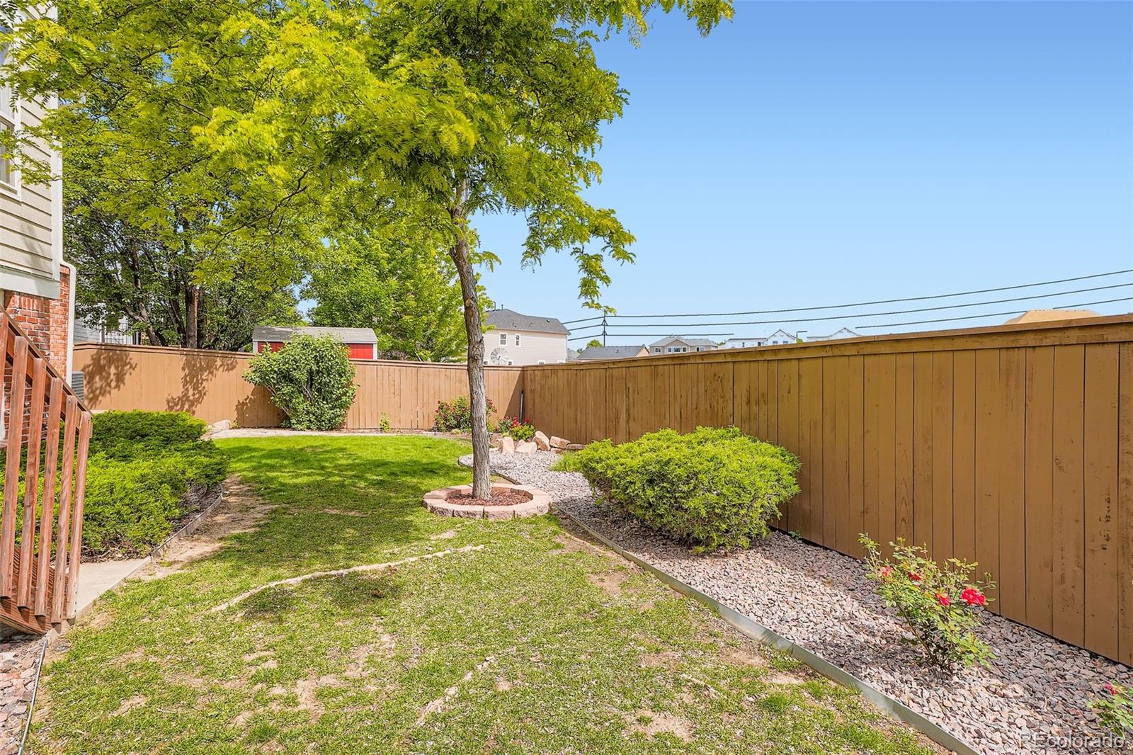 2561 Cactus Bluff Place Highlands Ranch, CO 80129 - Photo 33 of 33 a backyard of a house with lots of green space and garden