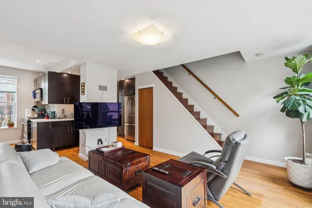 a living room with furniture