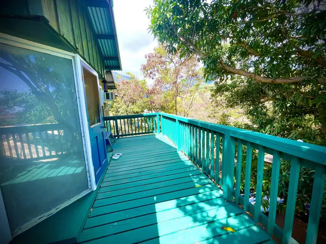 a view of a wooden deck
