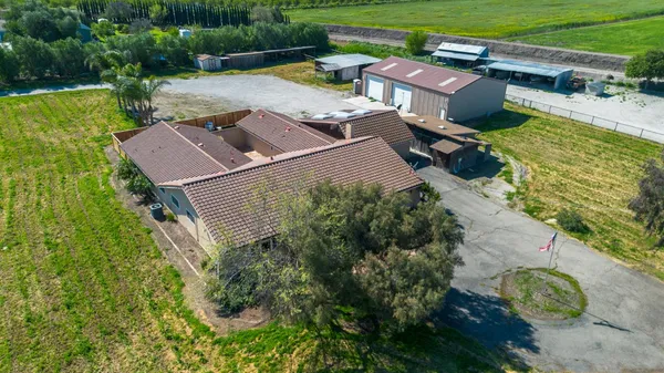 an aerial view of a house