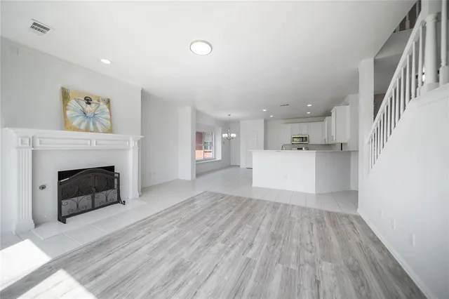 a view of a livingroom with a fireplace