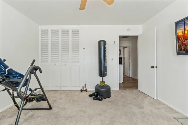 a view of a room with gym equipment