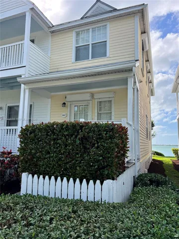 a view of a lake from a yard