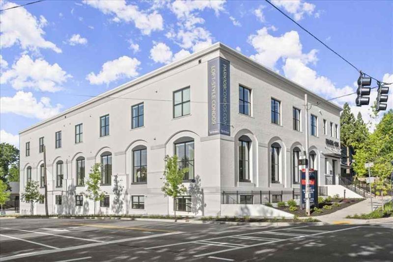 a view of a white building