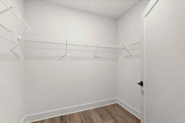 a view of a room with racks on the wall