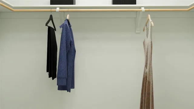 a view of walk in closet with clothes